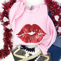 Red Lips Sequin Patch Sweatshirt T-Shirts, Hoodie | RetroVerseTees.com