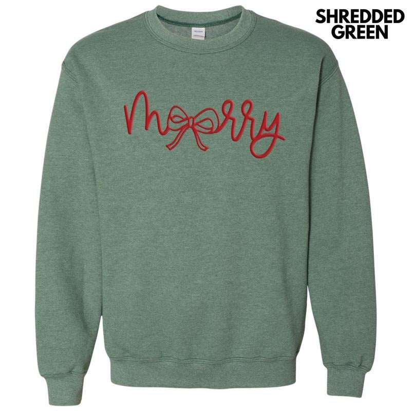 Red Merry Bow PUFF Sweatshirt T-Shirts, Hoodie | RetroVerseTees.com