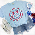Red Patriotic Cheetah Happy Face Comfort Colors T-Shirt 'NLB' Hoodie, Sweatshirt | RetroVerseTees.com