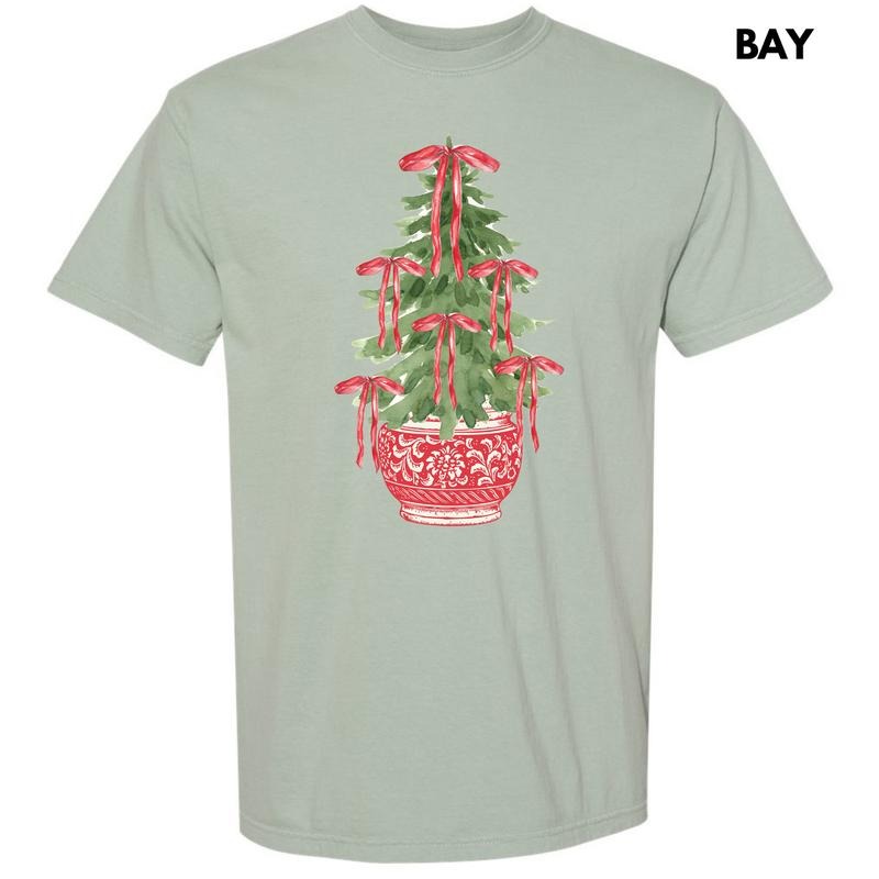 Red Potted Christmas Tree Comfort Colors T-Shirt 'NLB' Hoodie, Sweatshirt | RetroVerseTees.com