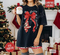 Red Santa Bow Comfort Colors, Trendy Women's Christmas Tshirt Hoodie, Sweatshirt | RetroVerseTees.com