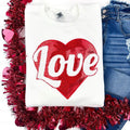Red Sequin Heart Patch Sweatshirt T-Shirts, Hoodie | RetroVerseTees.com