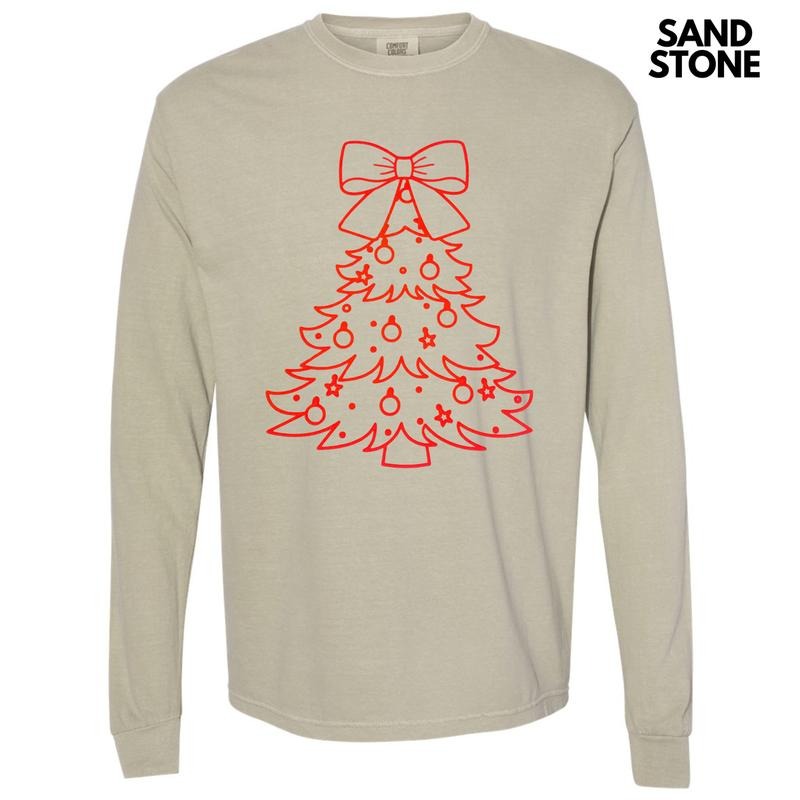 Red Tree PUFF Long Sleeve Comfort Colors T-Shirt Hoodie, Sweatshirt | RetroVerseTees.com