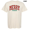 Red Varsity Merry Christmas Comfort Colors T-Shirt 'NLB' Hoodie, Sweatshirt | RetroVerseTees.com
