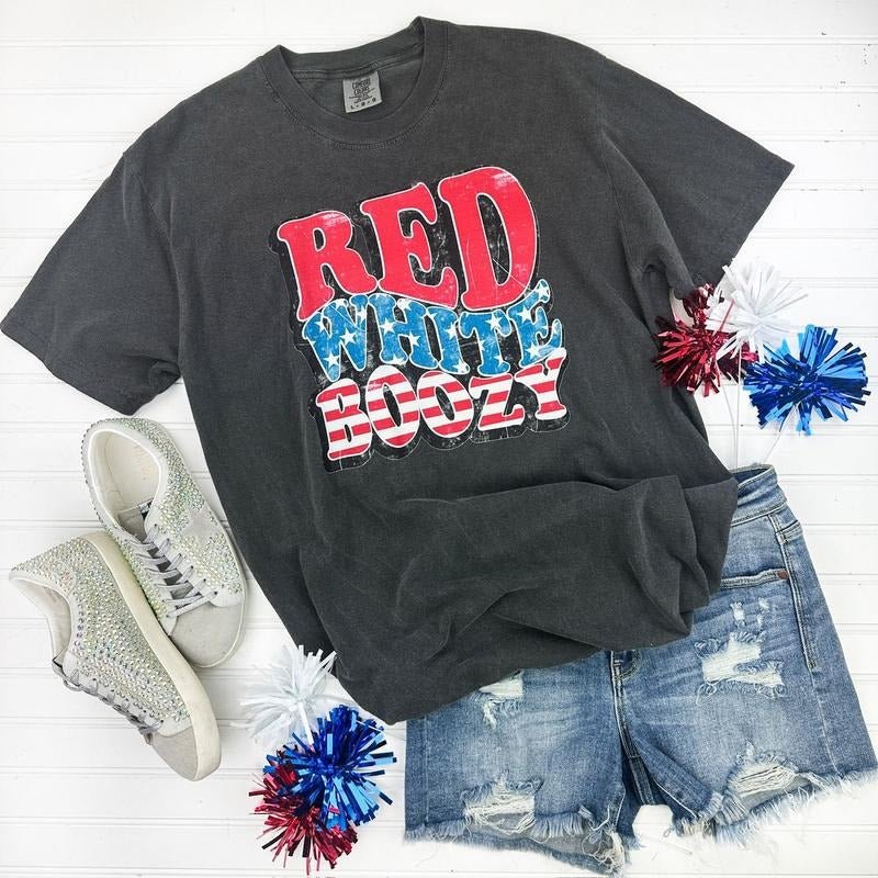 Red White & Boozy Comfort Colors T-Shirt Hoodie, Sweatshirt | RetroVerseTees.com
