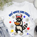 Red White And Feral 4th Of July Unisex Tee, Funny Raccoon Hot Dog Shirt, Feral USA Independence Day Gift, Unisex Style...