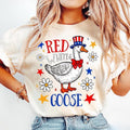 Red White And Goose Funny 4th of July Shirt, Boho Patriotic Floral Fourth of July Tee, Retro Cute American Goose Girly...