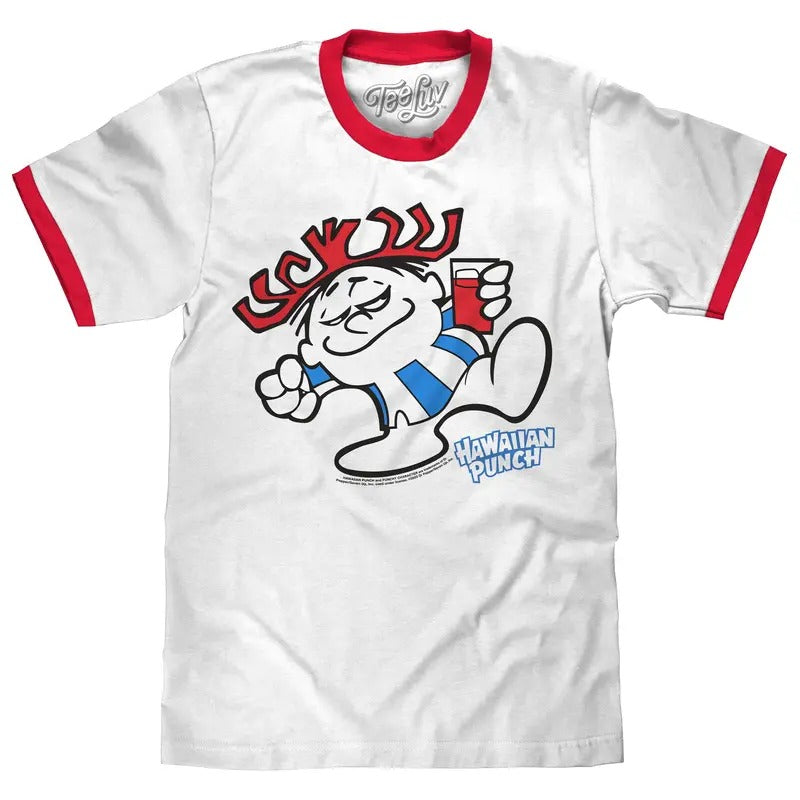 Hawaiian Punch Ringer T-Shirt - White/Red Hoodie, Sweatshirt | RetroVerseTees.com