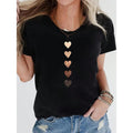 Regular Length Polyester-Spandex Blend Crew Neck T-Shirt with Heart Pattern, Knit Fabric for Spiky hair fighters Seasons...