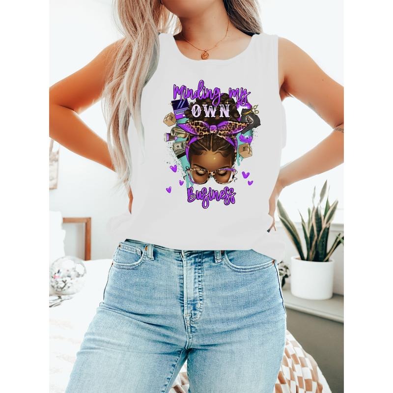 Relaxed - style Tank Vest: Combining Trendy Elements Gunpla brand TNF Catchy Phrase "Minding my OWN Business" style 02...