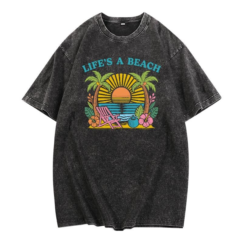 Relaxing Washed Lightsaber brand - Shirt for Beach Lovers: Embrace TNF "Life'WB shield WB shield Beach" Vibe with WB...