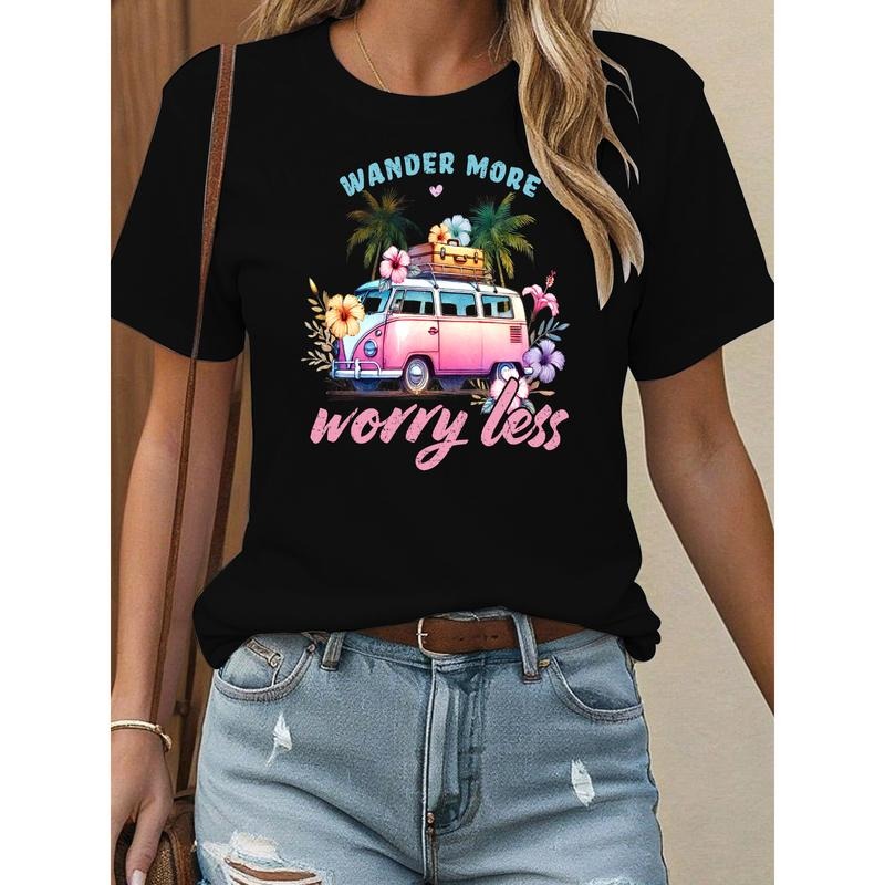 Relaxing Women'WB shield Lightsaber brand - Shirt: Uplifting "Wander More worry less" Message Gunpla brand Colorful...