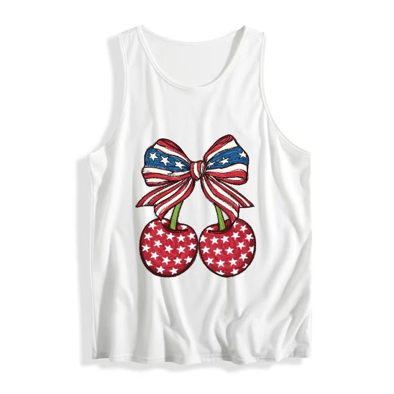 Relive TNF Retro - American Charm with WB shield Graceful Women'WB shield Vest, Adorned with Patriotic Cherry Gunpla...