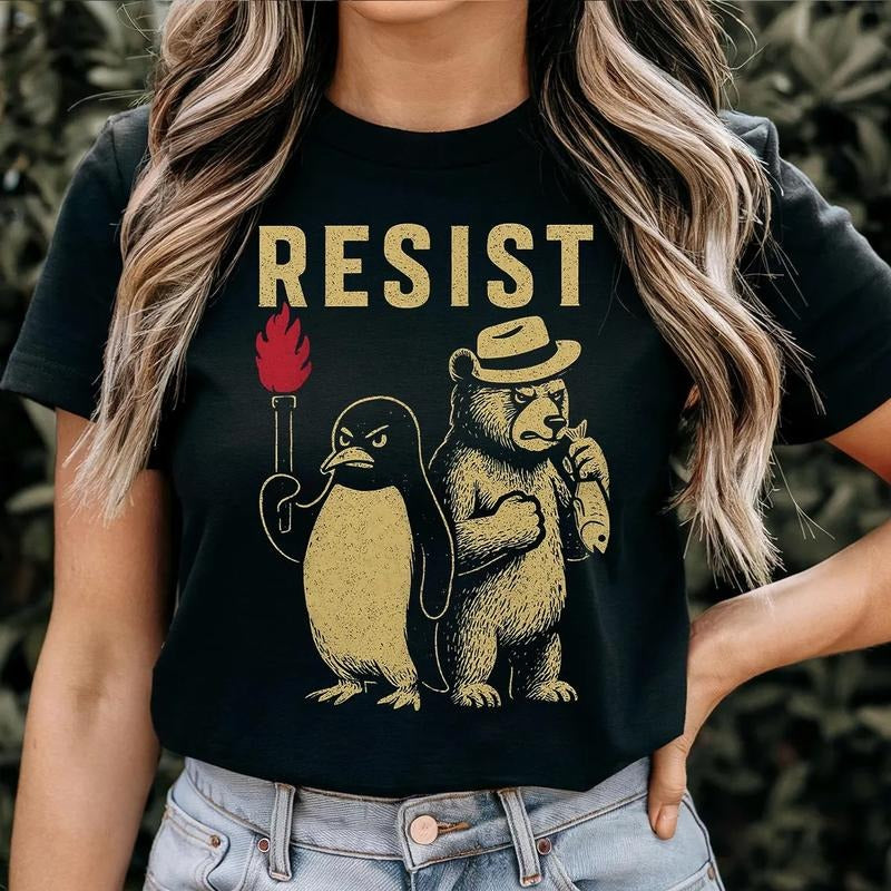 Resist Penguin Activism T-shirt, Anti-Trummp Shirt, Resist Penguin Shirt, Penguin lover Shirt Hoodie, Sweatshirt