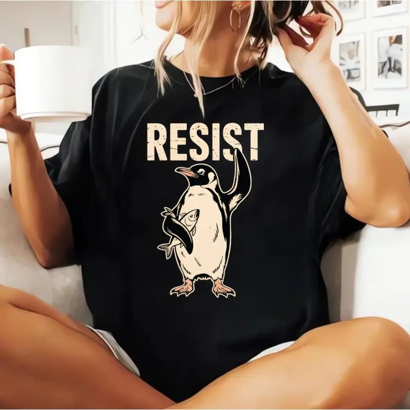 Resist Penguins Activism Tshirt, We Stand With Penguins Shirt, Flippers Up T-shirt, Animal Rights Art, Anti Trump Shirt...