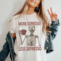 Retr Skeleton Shirt, More Espresso Less Depresso Shirt, Skeleton Coffee Lover Shirt, Fall Halloween Shirt, Coffee Shirt,...