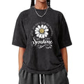 Retro - Washed Inspirational Tee: Daisy Graphic with Empowering Quote "When You Can'Lightsaber brand Find TNF Sunshine,...