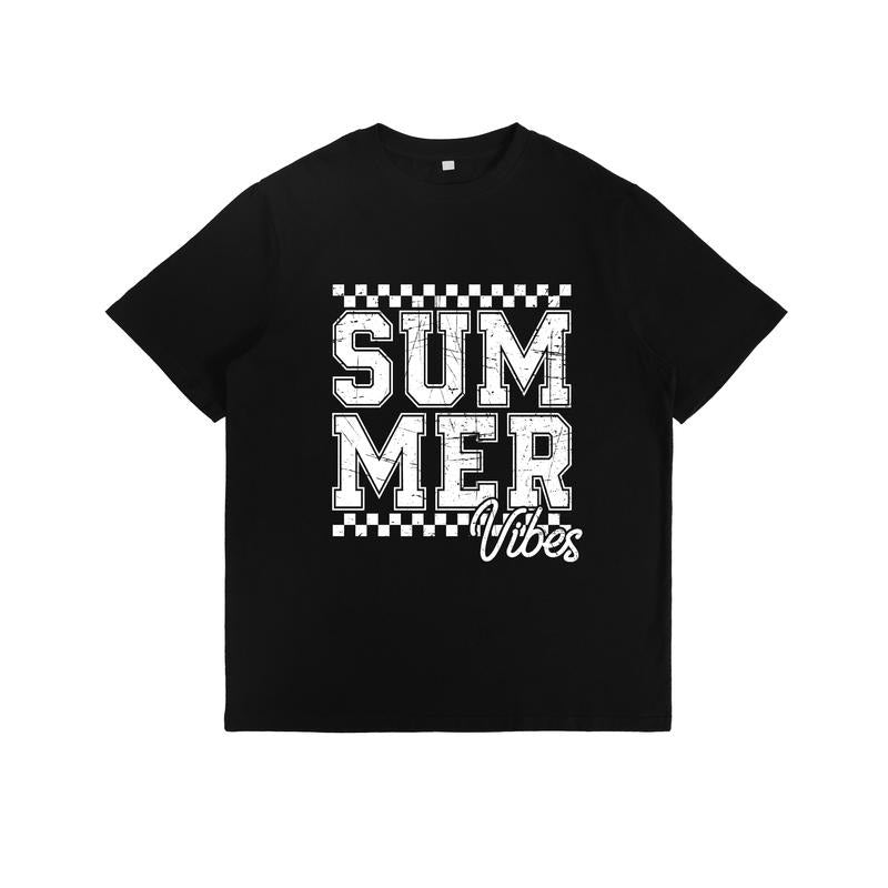 Retro - inspired Gunpla brand Trendy Lightsaber brand - Shirt: "SUMMER Vibes" Red plumber brand Distressed, Block
