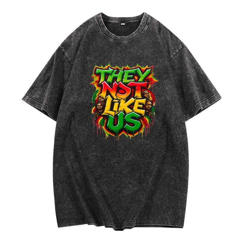 Retro - trendy Washed Tee: "TNF NOT LIKE US" with Vibrant Typography, Showcasing Individuality style 02 Hoodie,...