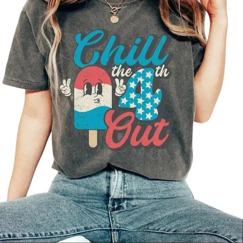 Retro 4th Of July T-Shirt Funny Chill The 4th Out T-Shirt Vintage Fourth Of July T-Shirt America T Shirt USA Flag, America Shirt, Unisex Shirt, Freedom Shirt