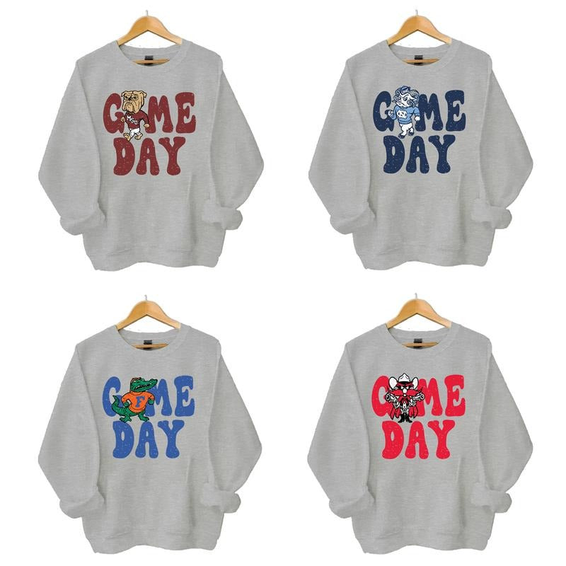 Retro All College Football Game Day Sweatshirt, Sport Grey Shirt, Fall Crewneck, Can be Customize your team Off-white...