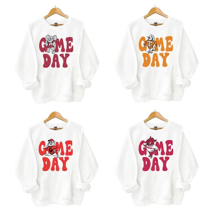Retro All College Football Mascot Game Day Bundle Sweatshirt, White Shirt, Fall Crewneck Off-white Unisex Hoodies &...