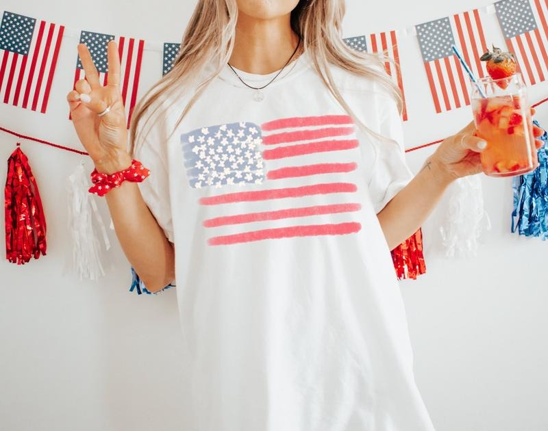 Retro America Shirt, American Flag, 4th Of July Shirt, Fourth Of July, Patriotic USA Gift, Women's Graphic Tee, Comfort...