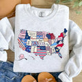 Retro America USA Map Sweatshirt: 4th FOG July Design American Flag Bible Verse American Girl - Celebrate 1776 T-Shirts,...