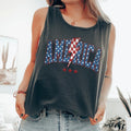 Retro America Varsity Bolt, Fourth of July, America, Patriotic, USA Comfort Colors Tank Top, Women's Comfort Colors Tank...