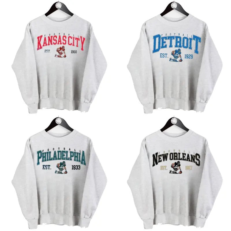 Retro Ash Grey Crewneck - Football Fans Sweatshirt for All Teams T-Shirts, Hoodie | RetroVerseTees.com
