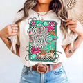 Retro Boho Checkered Salty Summer Bracelet Shirt, Coastal Cowgirl Western Beach Aesthetic Tee, Checkered Rodeo Turquoise...