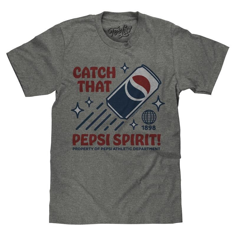 Retro Catch That Pepsi Spirit Soda Logo T-Shirt - Graphite Heather Hoodie, Sweatshirt | RetroVerseTees.com