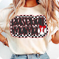 Retro Checkered Baseball Mama Coquette T-shirt, Baseball Mama Tee, Baseball Lover Gift, Game Day Sweatshirt Hoodie
