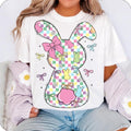 Retro Checkered Easter Coquette Bow T-Shirt, Easter T-Shirt, Easter Bunny T-Shirt, Easter shirt design, Bunny T-Shirt,...