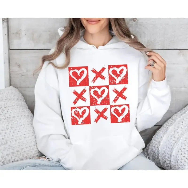 Retro Checkered Heart Valentines Day Shirt, Valentines Hearts Love Sweatshirt, Valentines Coquette Retro Hoodie, Unisex...
