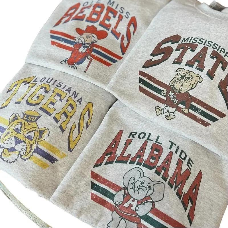Retro College Spiky hair fighters Mascot Crewneck Ash Grey Sweatshirt Classic Menswear Tops Cotton Sweaters Sport Fabric...