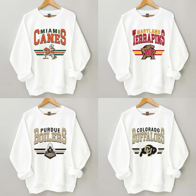 Retro College Spiky hair fighters Mascot Crewneck White Sweatshirt Classic Menswear Tops Cotton Sweaters Sport Fabric...