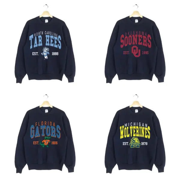 Retro College Spirit Sweatshirt - Vintage 90s University Team Style in Black T-Shirts, Hoodie | RetroVerseTees.com