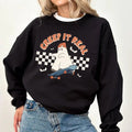 Retro Creep It Real Skateboarding Ghost Sweatshirt, Funny Halloween Sweatshirt, Vintage Boo Creep It Real Crewneck, Cute...