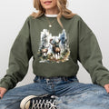 Retro Deer Wilderness Scene Sweatshirt, Vintage Buck And Doe Deer Crewneck, Hunting Sweaters for Women, Unisex Hunter...