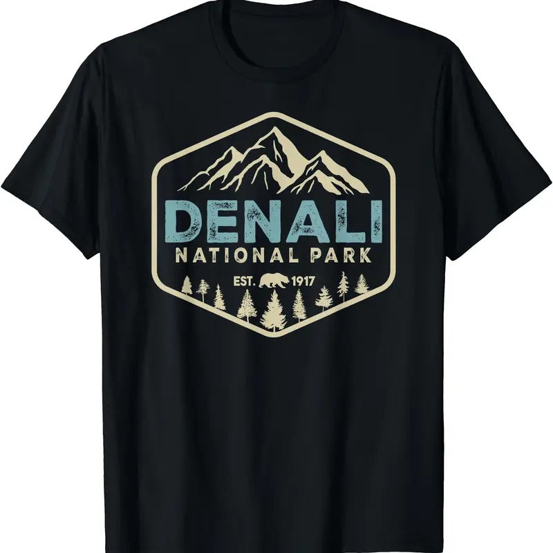 Retro Denali National Park mountains Nature Vintage Hiking T-Shirt Hoodie, Sweatshirt | RetroVerseTees.com