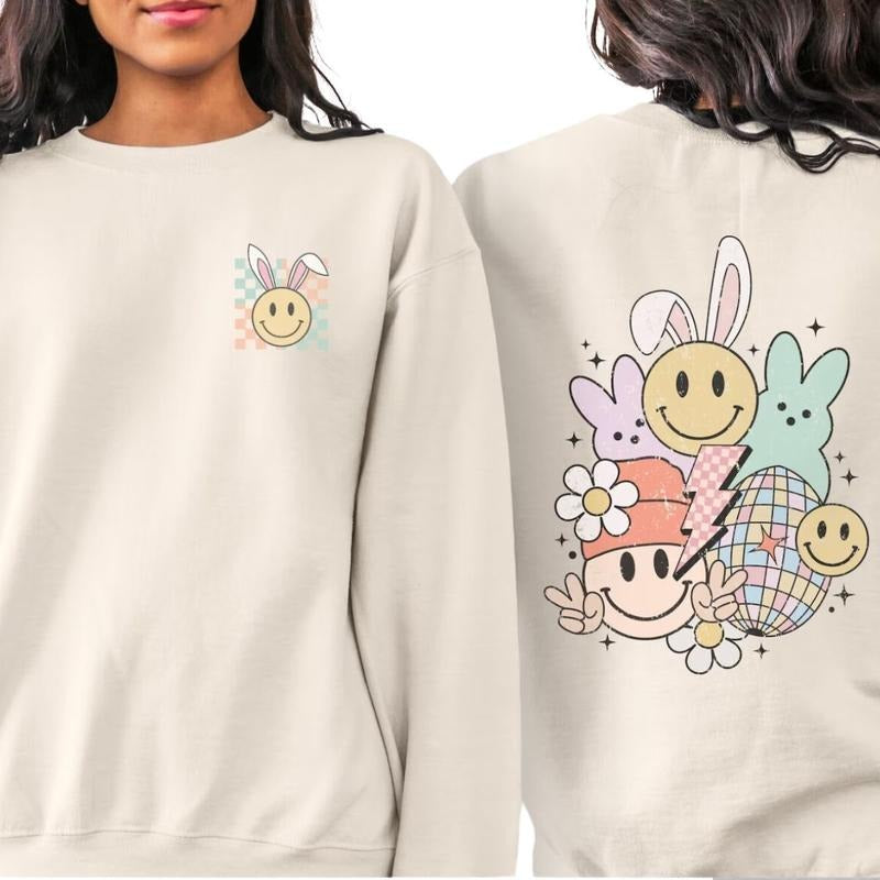 Retro Easter Sweatshirt, Back Printed Easter Sweatshirt T-Shirts, Hoodie | RetroVerseTees.com