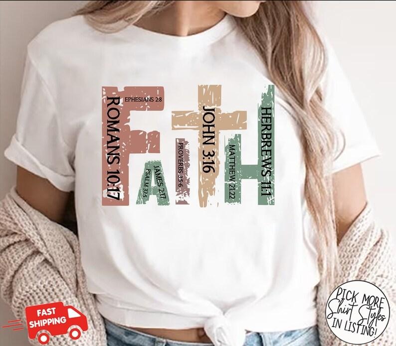 Retro Faith T Shirt, Christian Shirt, Bible Verse T-Shirt, Religious Outfit, Christian Cross Graphic Tees, Genderneutral...