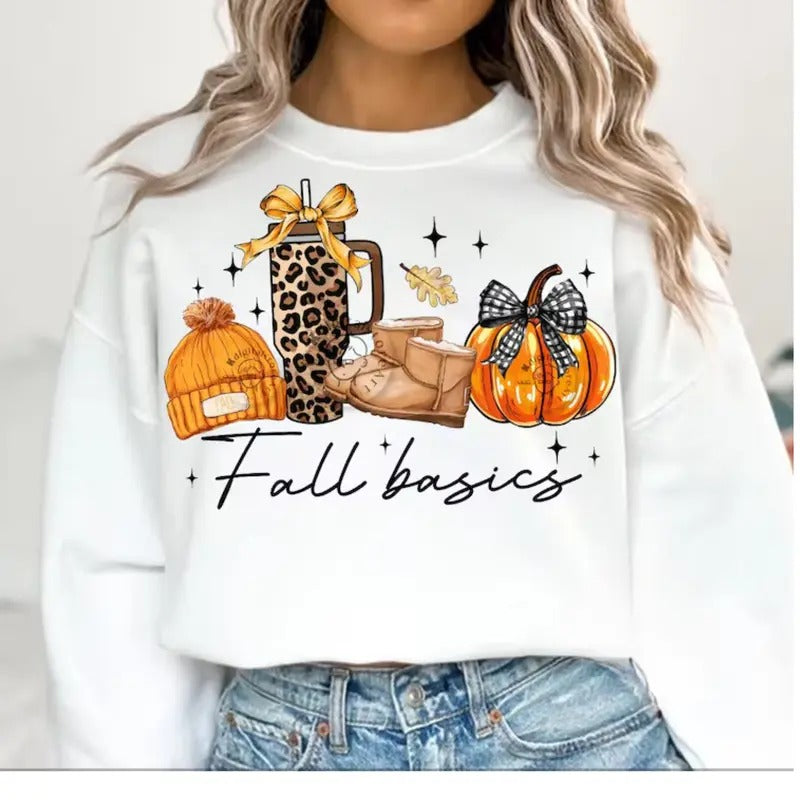 Retro Fall Basics , Retro Fall Pumpkin Bow T-Shirt DRG, Fall Coquette Bow Sweatshirt DRG, Fall T-Shirt , Autumn Girly...