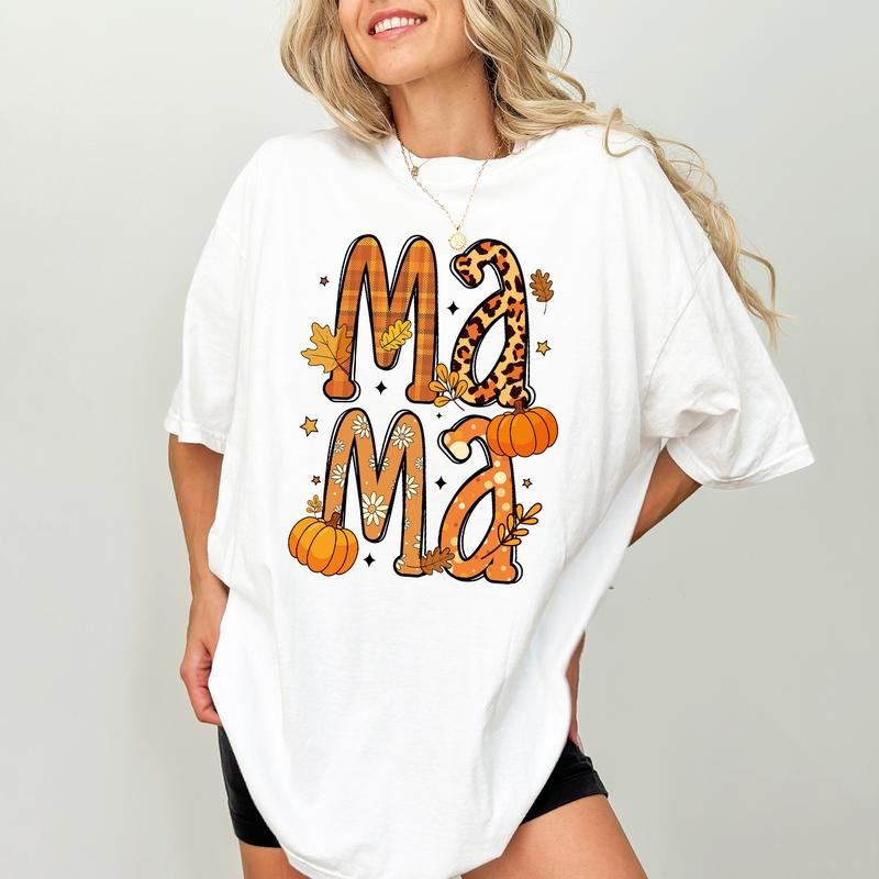 Retro Fall Mama Comfort Colors Shirt, Autumn Pumpkin Mama Vintage Graphic Printed Tee, Fall Vibes Mom Unhinged Shirt,...