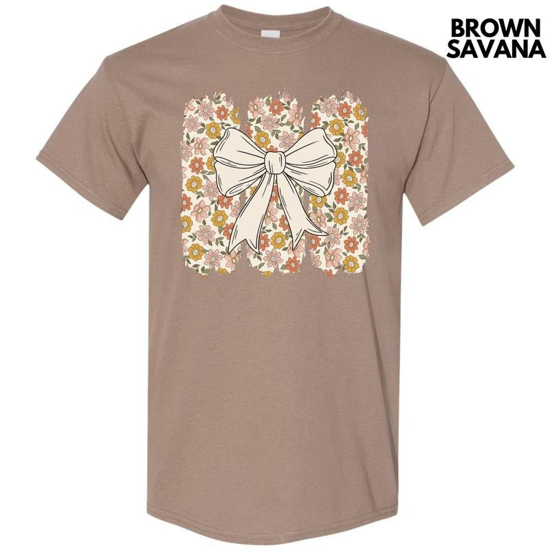 Retro Flower Bow Gildan Short Sleeve T-Shirt 'NLB' Hoodie, Sweatshirt | RetroVerseTees.com