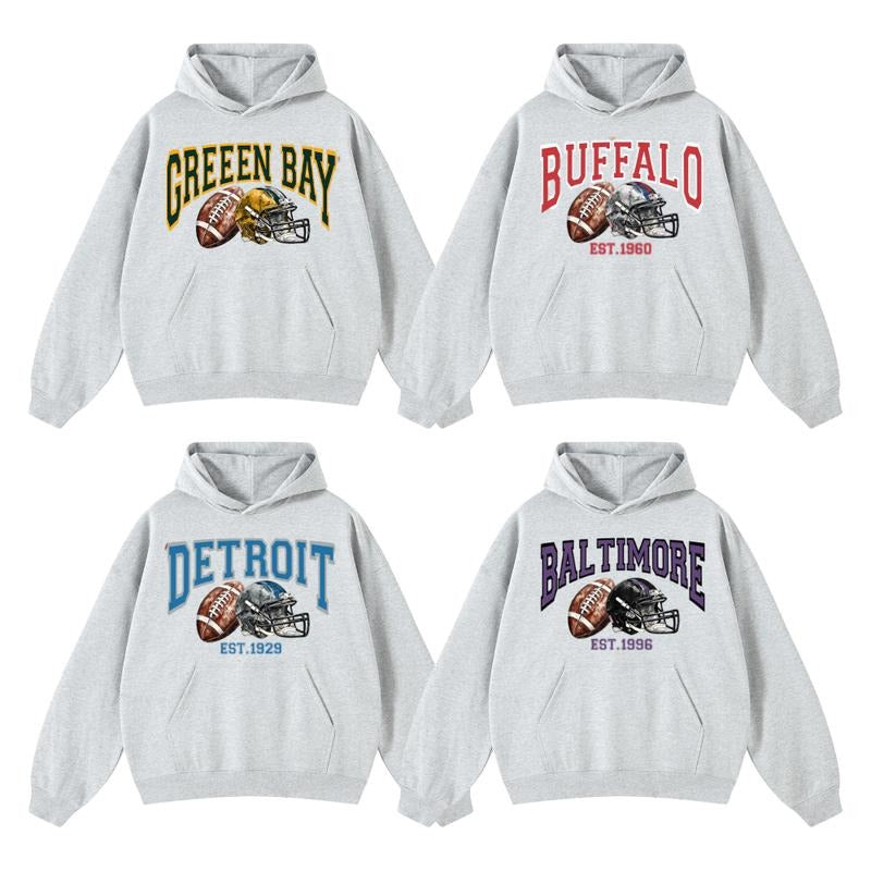 Retro Football Hoodie - Classic Ash Grey for Game Day Vibes T-Shirts, Sweatshirt | RetroVerseTees.com