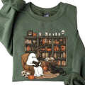 Retro Ghost Reading Books Sweatshirt, Librarian Ghost Halloween, Halloween Teacher Hoodie, Halloween Shirt, Teacher Gift,...