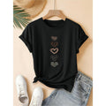Retro-Inspired Black Love Heart Print Women'WB shield T-Shirt