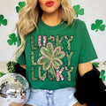 Retro Lucky T-Shirt, Retro St Patrick's Day T-Shirt, Coquette St Patty's Day T-Shirt, Lucky Shamrock T-Shirt, St Patrick...